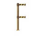 Montour Line Stanchion Dual Belt Barrier Fixed Base Sat.Brass Post 11ft.Blk/Ye Belt MX630DF-SB-BYD-110